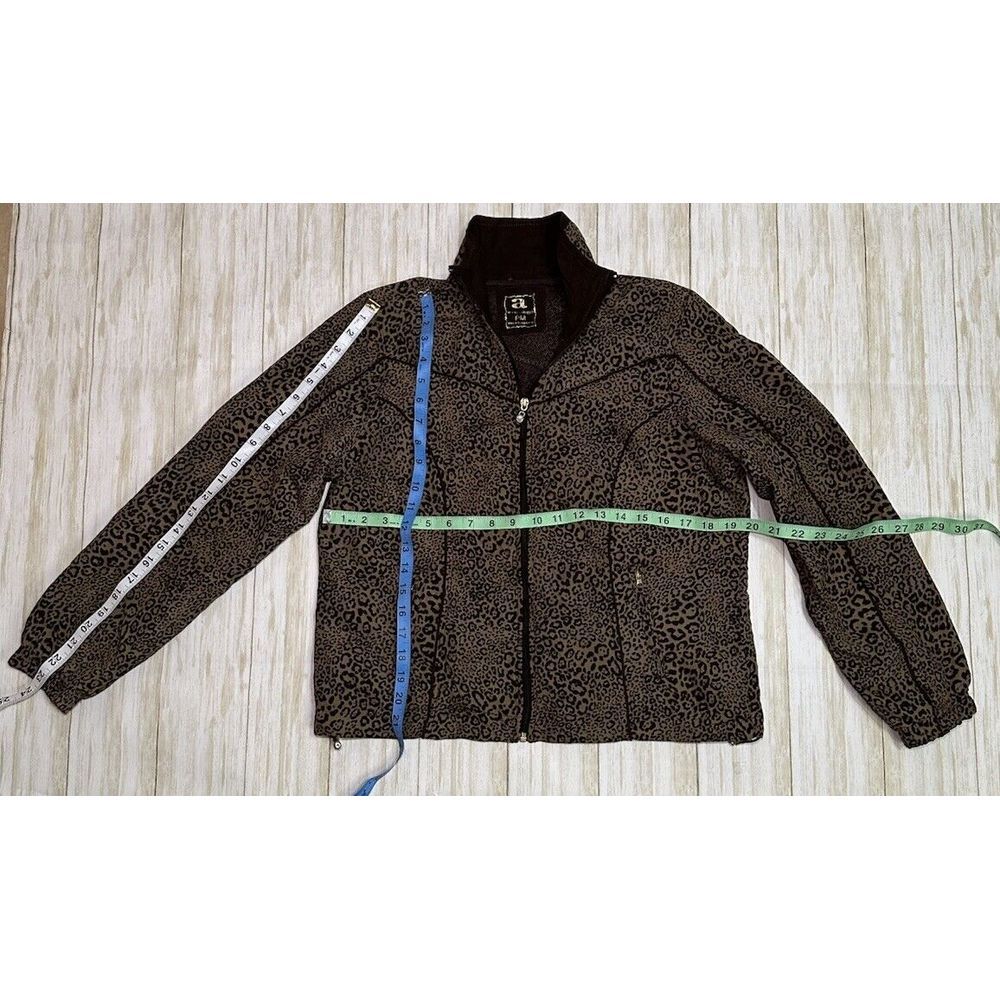 Activology Womens Leopard Print Jacket Full Zip Plus Size PM Pockets‎ Brown - Picture 5 of 12
